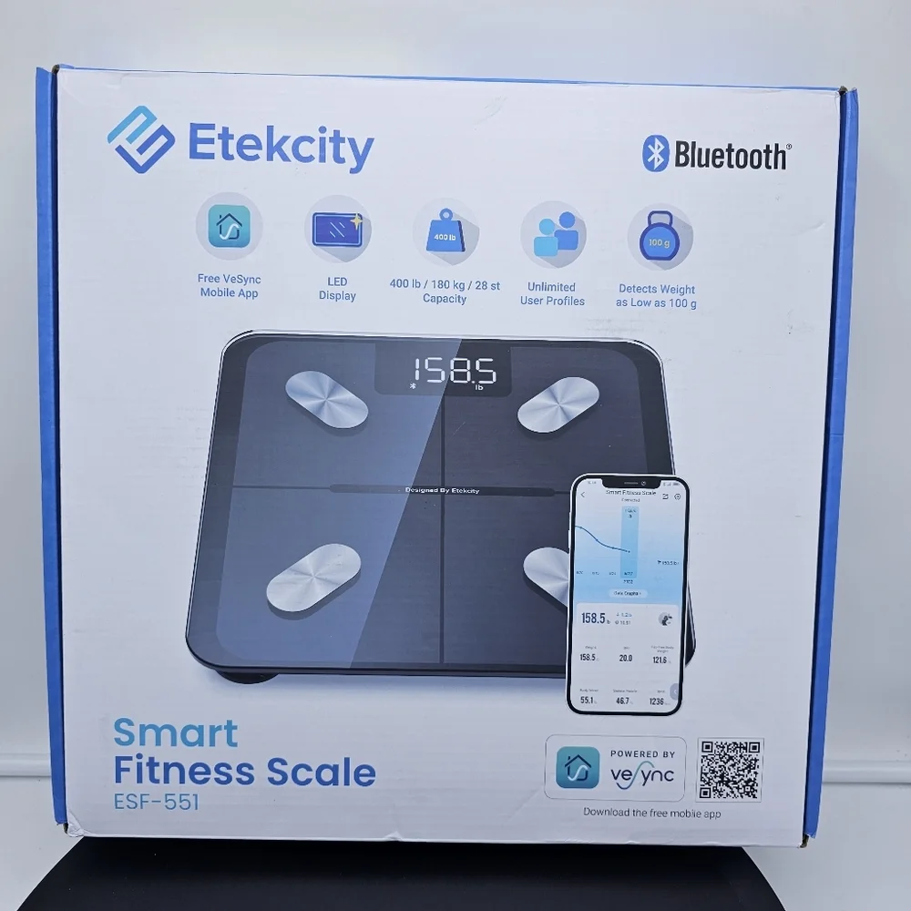 Smart Fitness Scale with VeSync App, 13 Body Metrics, Alexa Compatible, Black